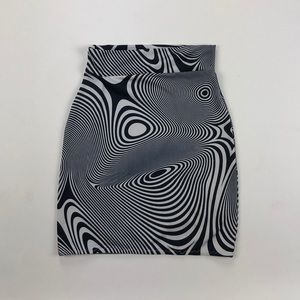 Trippy Black & White Vortex Mini Skirt
